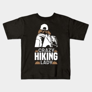 Crazy Hiking Lady Kids T-Shirt